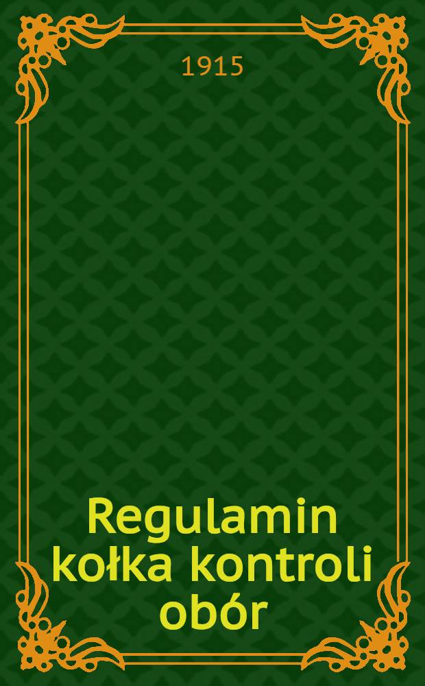 Regulamin kołka kontroli obór
