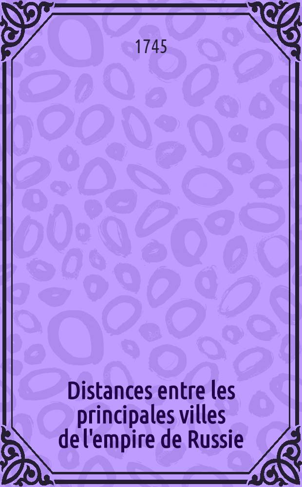 Distances entre les principales villes de l'empire de Russie