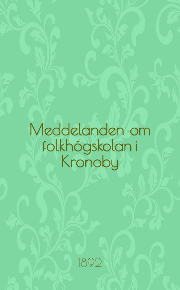 Meddelanden om folkhögskolan i Kronoby