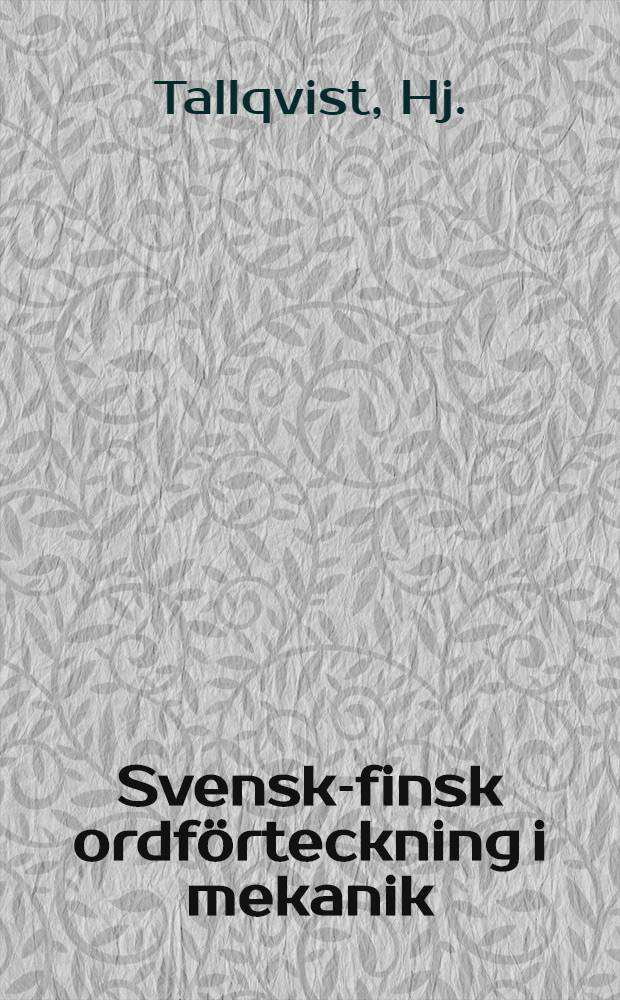 Svensk-finsk ordförteckning i mekanik
