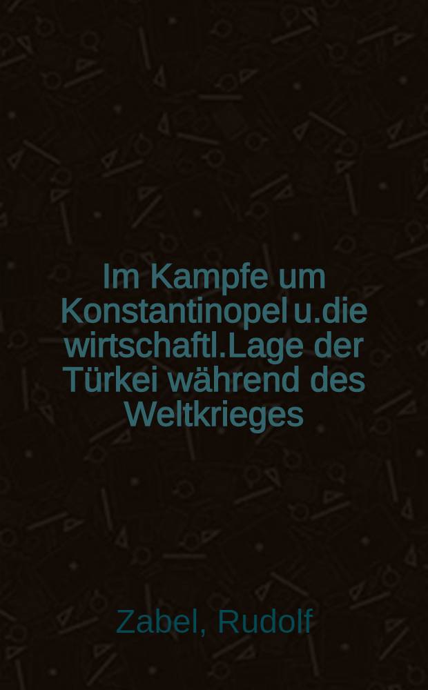 Im Kampfe um Konstantinopel u.die wirtschaftl.Lage der Türkei während des Weltkrieges