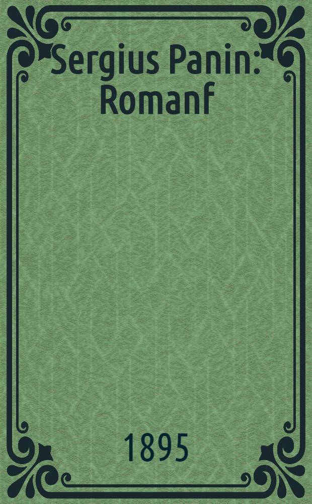 Sergius Panin : Romanf