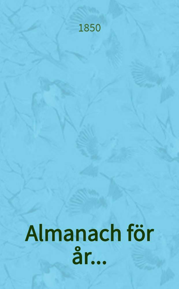 Almanach för år ..