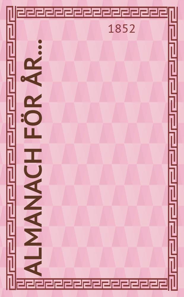 Almanach för år ..