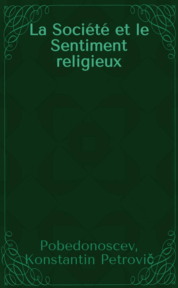 La Société et le Sentiment religieux
