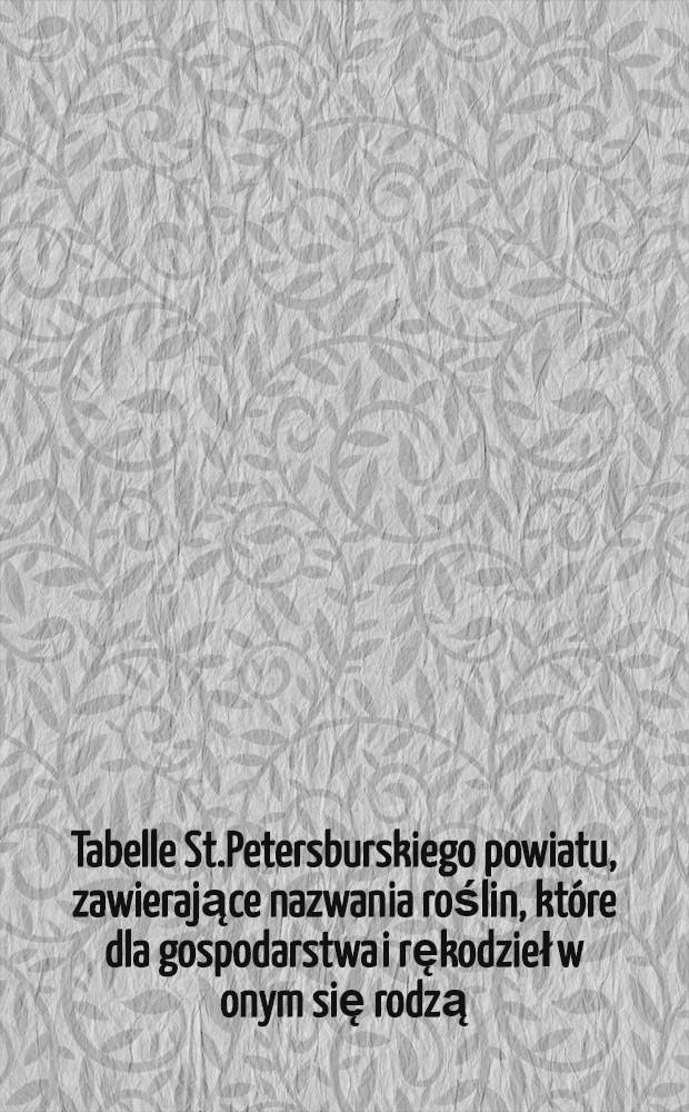 Tabelle St.Petersburskiego powiatu, zawierające nazwania roślin, które dla gospodarstwa i rękodzieł w onym się rodzą