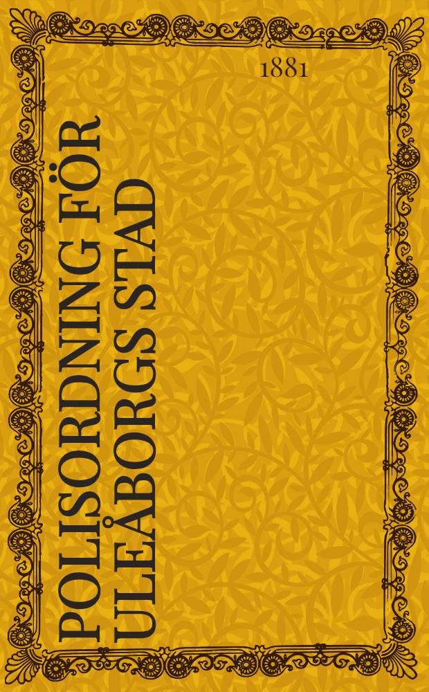 Polisordning för Uleåborgs stad