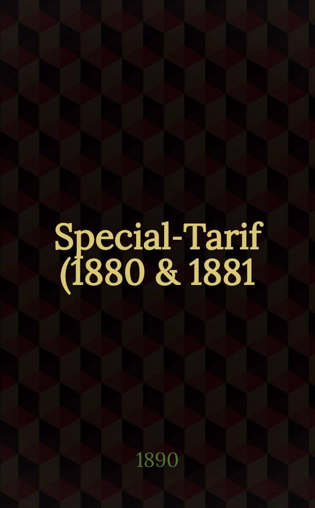 Special-Tarif (1880 & 1881) f&uuml;r Fabriken und andere Risicos in Finnland