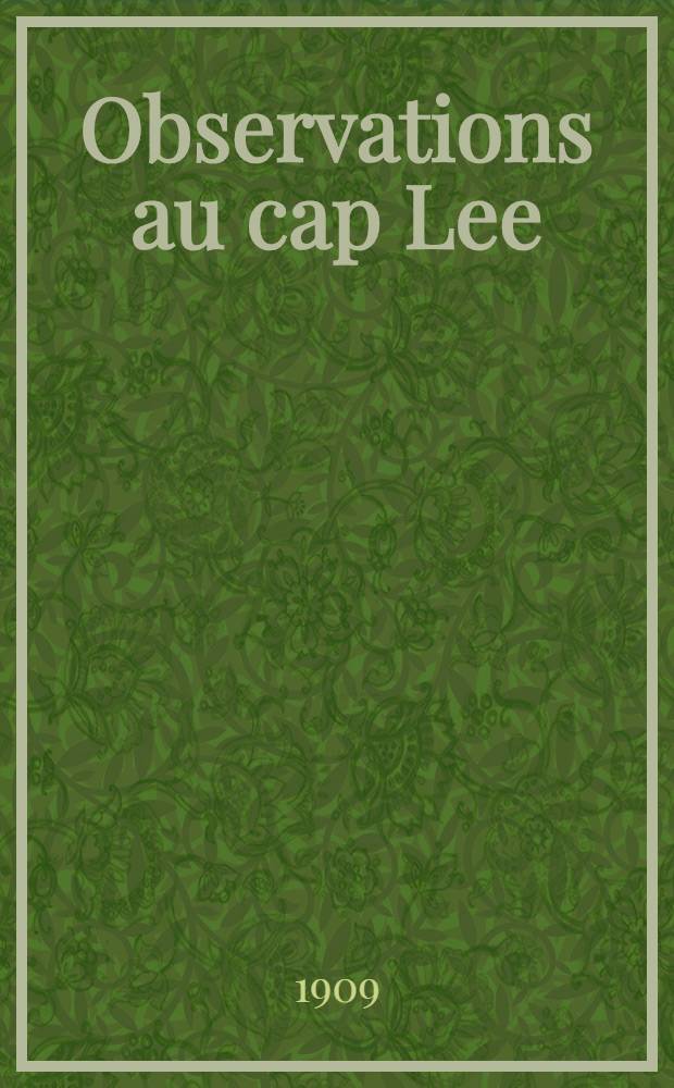 Observations au cap Lee