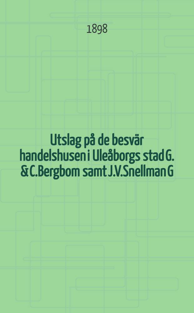 Utslag på de besvär handelshusen i Uleåborgs stad G. & C.Bergbom samt J.V.Snellman G:son
