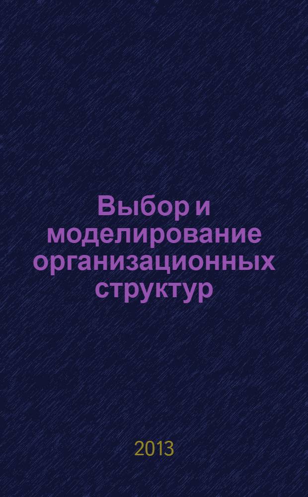 Выбор и моделирование организационных структур : учебное пособие
