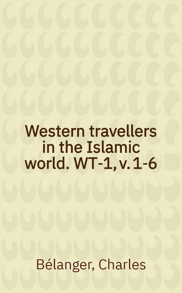 Western travellers in the Islamic world. WT-1, v. 1-6 : Voyage aux Indes-orientales, par le nord de l'Europe, les provinces du Caucase, la G&eacute;orgie, l'Arm&eacute;nie et la Perse, suivi de d&eacute;tails topographiques, statistiques et autres sur le P&eacute;gou, les &icirc;les de Java, de Maurice et de Bourbon, sur le Cap de Bonne-Esp&eacute;rance et Sainte-H&eacute;l&egrave;ne, pendant les ann&eacute;es 1825, 1826, 1827, 1828 et 1829 = Путешествия в Ост-Индию через север Европы, провинции Кавказа, Грузию, Армению и Персию связанное с топографическими и статистическими данными через острова Ява, Маврикий на мыс Доброй Надежды с 1825 - 1829 гг.
