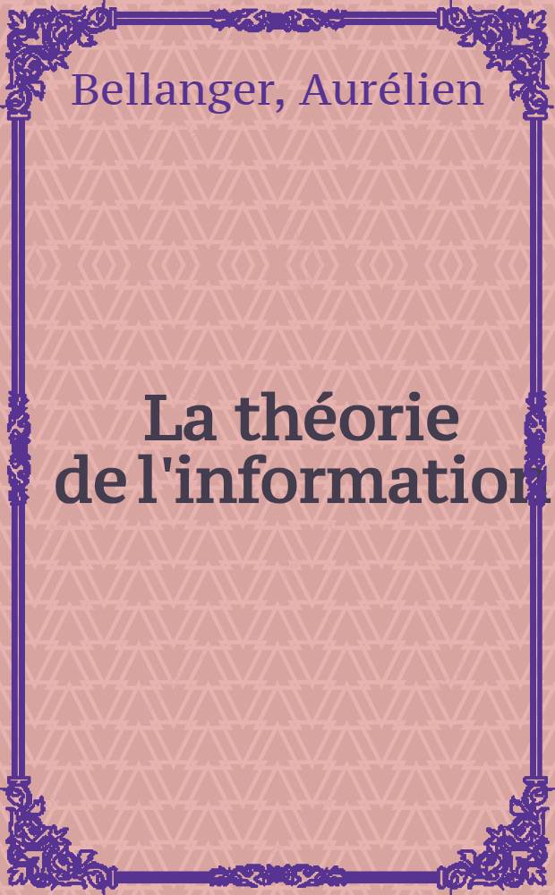 La th&eacute;orie de l'information : roman