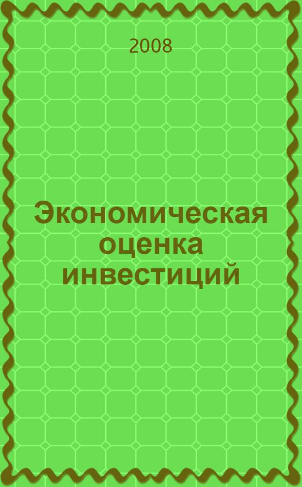Экономическая оценка инвестиций : электронный учебно-методический комплекс : для студентов, обучающихся по специальности 080801.65 – Прикладная информатика в экономике