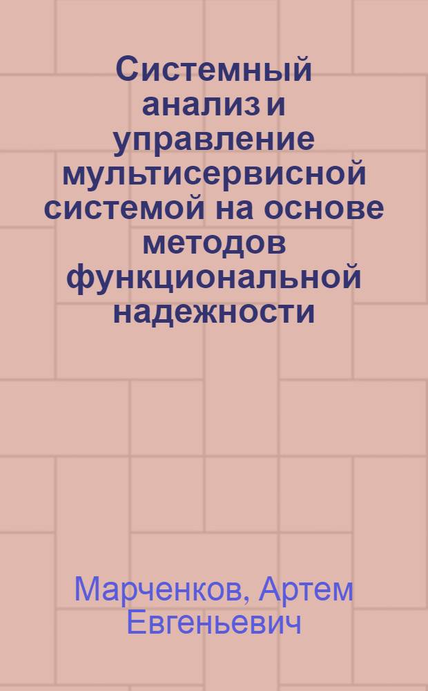 Системный анализ и управление мультисервисной системой на основе методов функциональной надежности : автореф. дис. на соиск. уч. степ. к. т. н. : специальность 05.13.01 <Системный анализ, управление и обработка информации по отраслям>