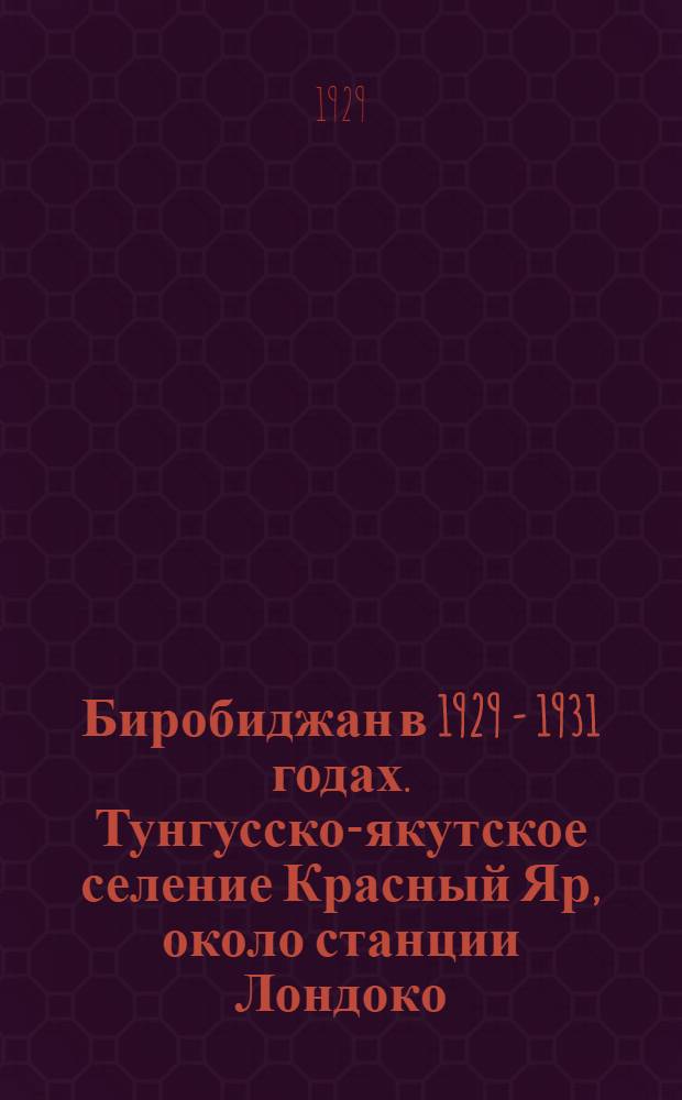 Биробиджан в 1929 - 1931 годах. Тунгусско-якутское селение Красный Яр, около станции Лондоко. Женщина с ребенком