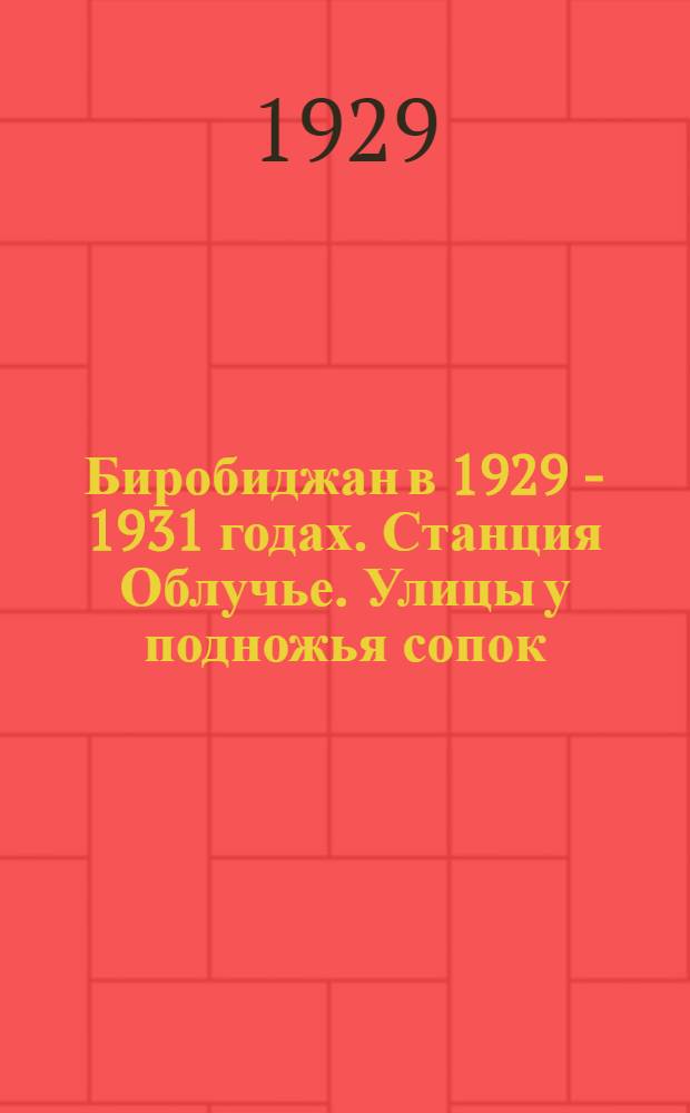 Биробиджан в 1929 - 1931 годах. Станция Облучье. Улицы у подножья сопок