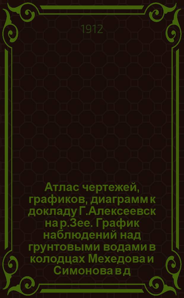 Атлас чертежей, графиков, диаграмм к докладу Г.Алексеевск на р.Зее. График наблюдений над грунтовыми водами в колодцах Мехедова и Симонова в д.Суражевке (наблюдения производились утром до водоразбора)