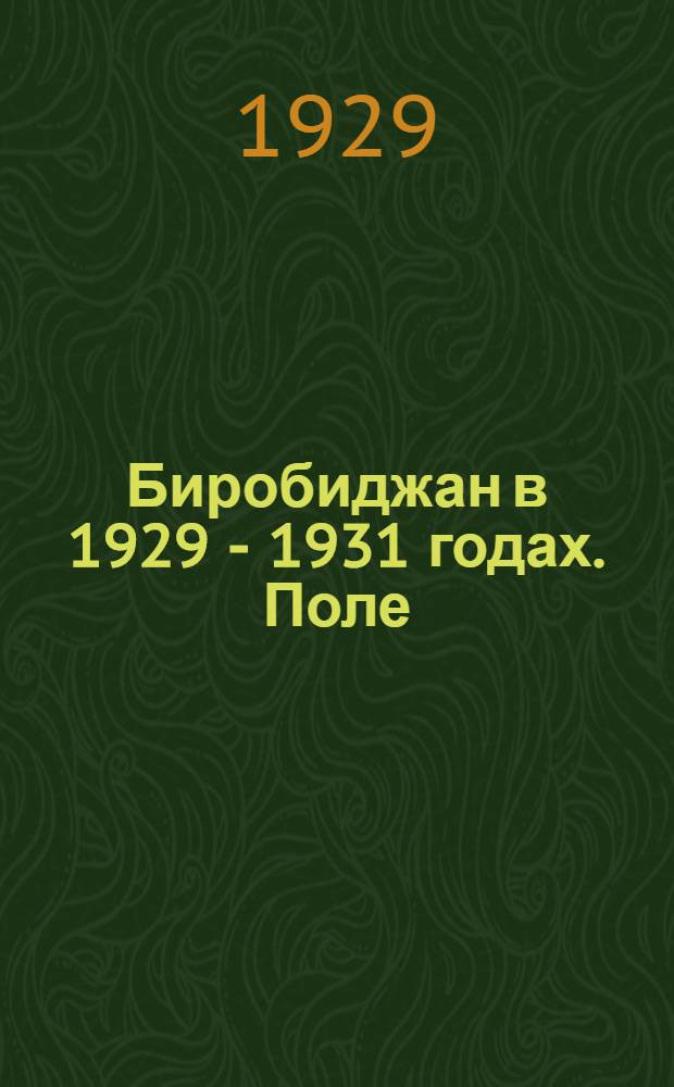 Биробиджан в 1929 - 1931 годах. Поле