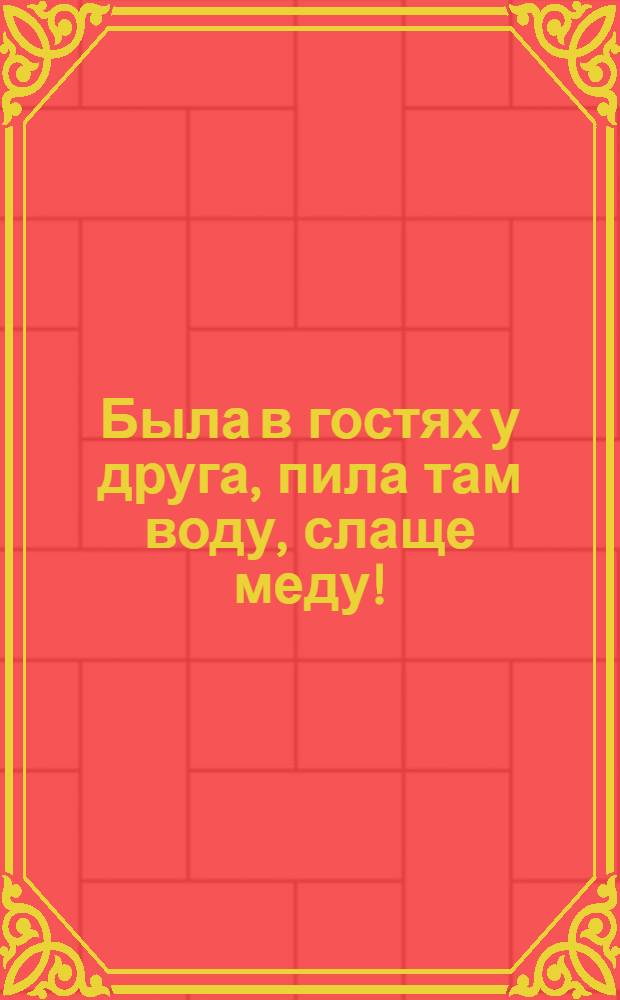 Была в гостях у друга, пила там воду, слаще меду! : открытое письмо