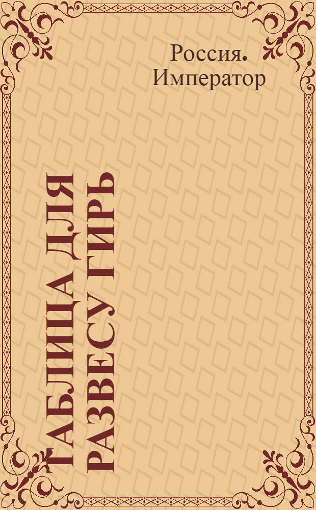 Таблица для развесу гирь