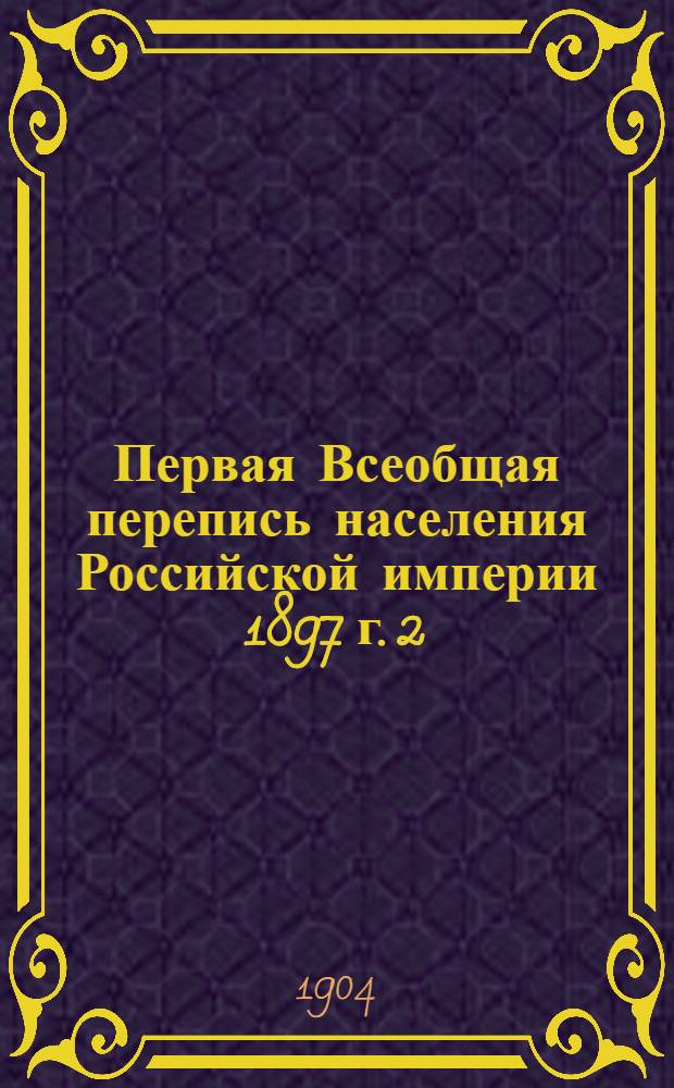 Первая Всеобщая перепись населения Российской империи 1897 г. 2 : Астраханская губерния