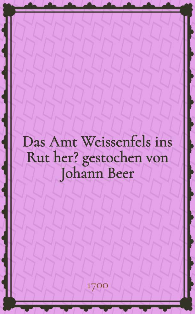 Das Amt Weissenfels ins Rut[her]? gestochen von Johann Beer