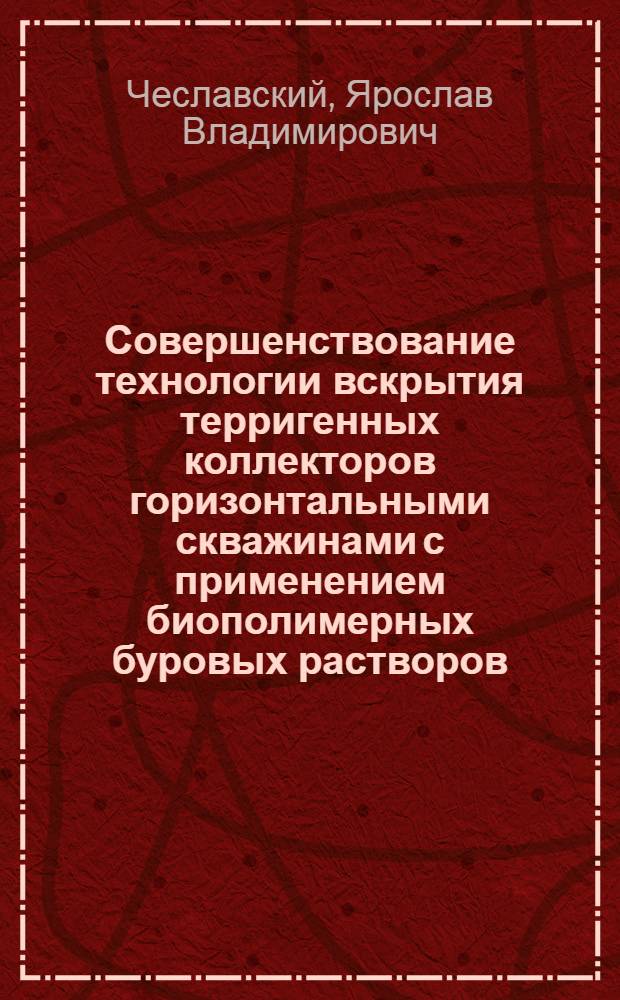 Совершенствование технологии вскрытия терригенных коллекторов горизонтальными скважинами с применением биополимерных буровых растворов : автореф. дис. на соиск. уч. степ. к. т. н. : специальность 25.00.15 <Технология бурения и освоения скважин>