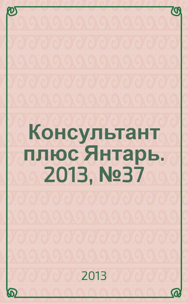 Консультант плюс Янтарь. 2013, № 37 (743)