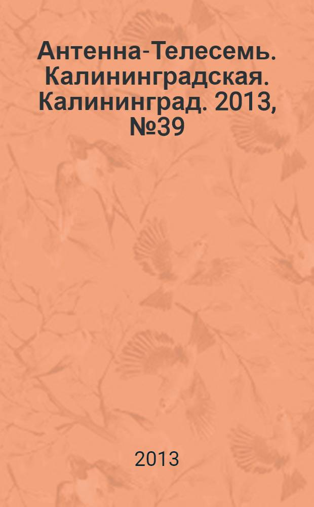 Антенна-Телесемь. Калининградская. Калининград. 2013, № 39 (866)