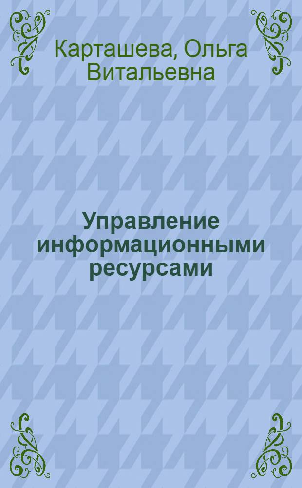 Управление информационными ресурсами : учебное пособие : для студентов специальности "Прикладная информатика в экономике"