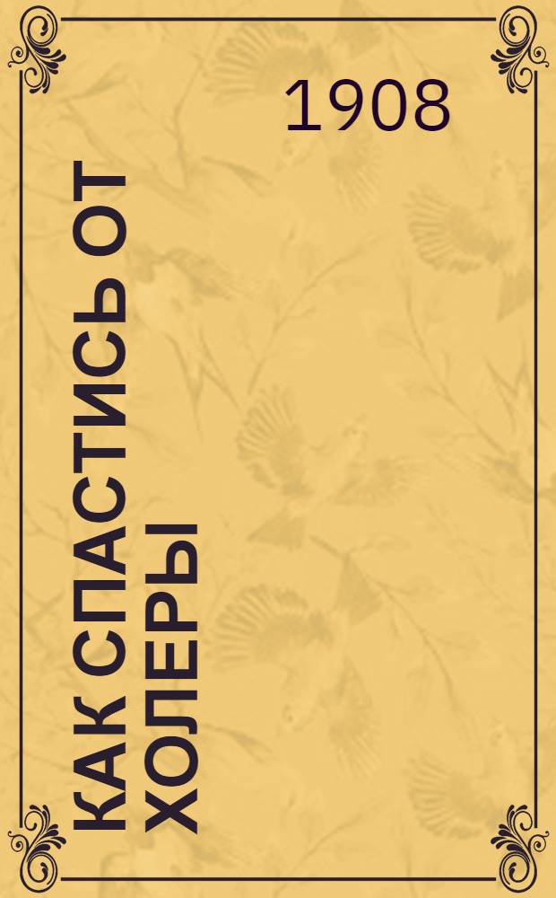 Как спастись от холеры