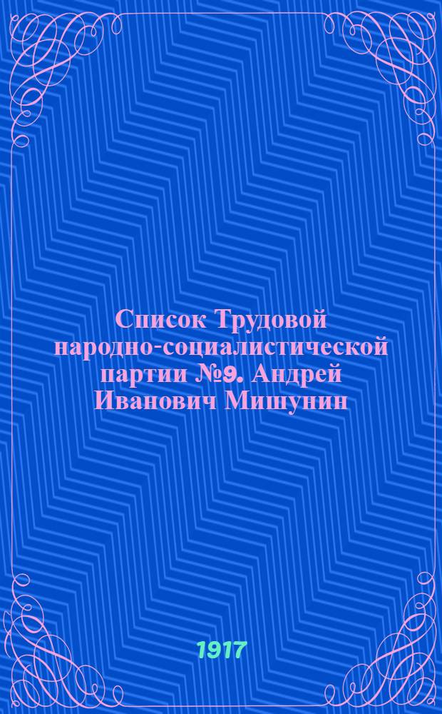 Список Трудовой народно-социалистической партии № 9. Андрей Иванович Мишунин (биография). Кандидат в Учредительное Собрание