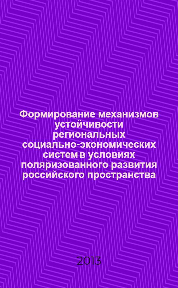 Формирование механизмов устойчивости региональных социально-экономических систем в условиях поляризованного развития российского пространства : монография