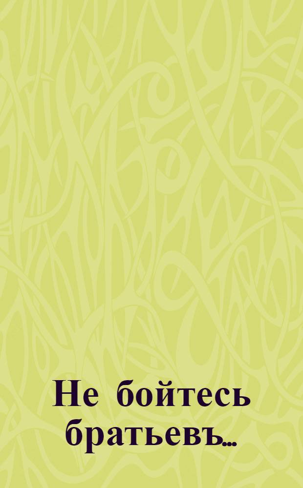 Не бойтесь братьевъ... : Въ страхѣ Польша... "Чужеземцы"... - Шепчутъ блѣдныя уста... "Не пугайтесь, мы не нѣмцы, - Мы не сдѣлаемъ вамъ зла"!.. : почтовая карточка