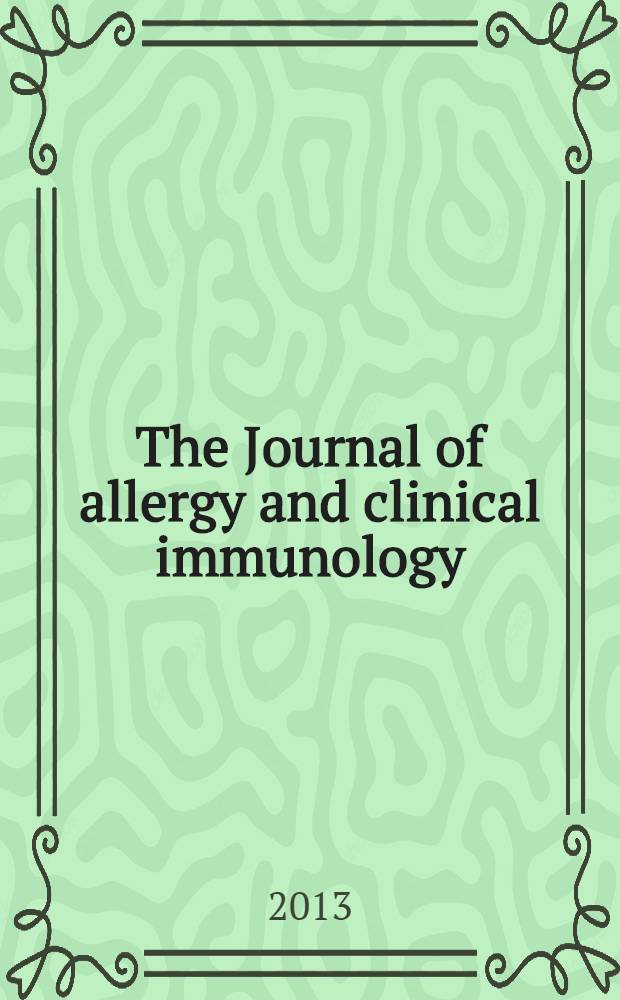 The Journal of allergy and clinical immunology : Including "Allergy abstracts" Offic. organ of Amer. acad. of allergy. Vol. 131, № 5