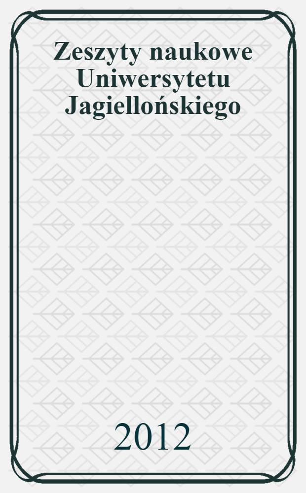 Zeszyty naukowe Uniwersytetu Jagiellońskiego