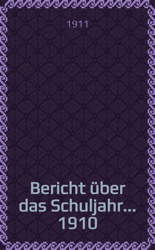 Bericht über das Schuljahr... 1910/11