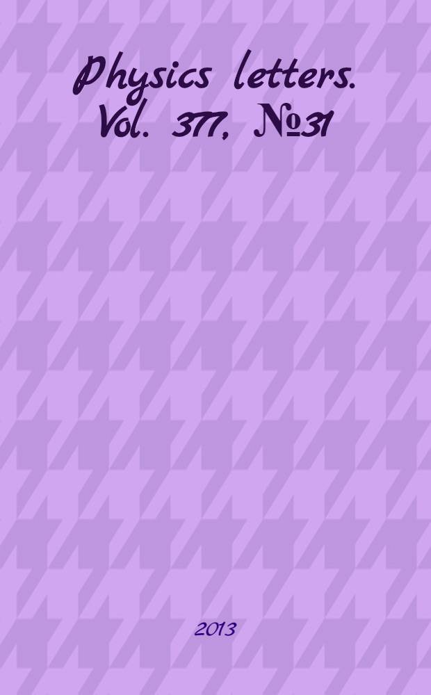 Physics letters. Vol. 377, № 31/33