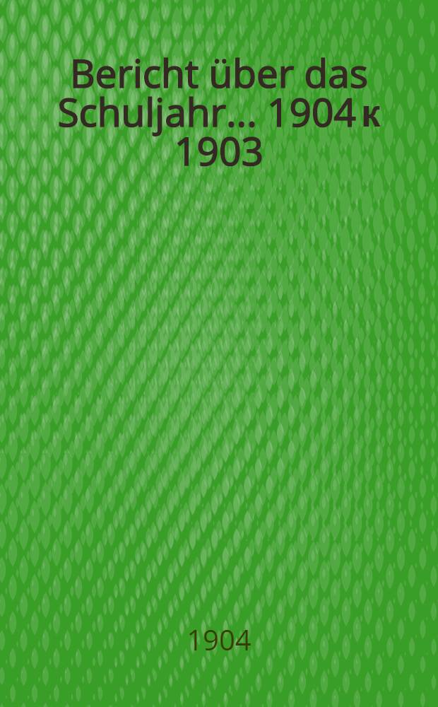 Bericht &uuml;ber das Schuljahr... 1904 к 1903/1904, wiss. Beil.