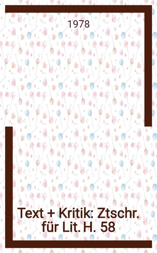 Text + Kritik : Ztschr. für Lit. H. 58 : Rolf Hochhuth