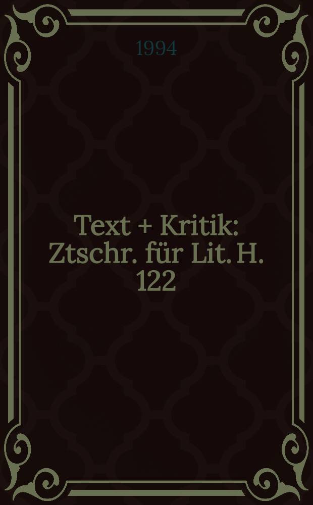 Text + Kritik : Ztschr. für Lit. H. 122 : Else Lasker-Schüler