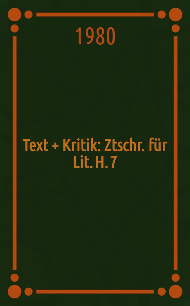 Text + Kritik : Ztschr. f&uuml;r Lit. H. 7/8 : Andreas Gryphius