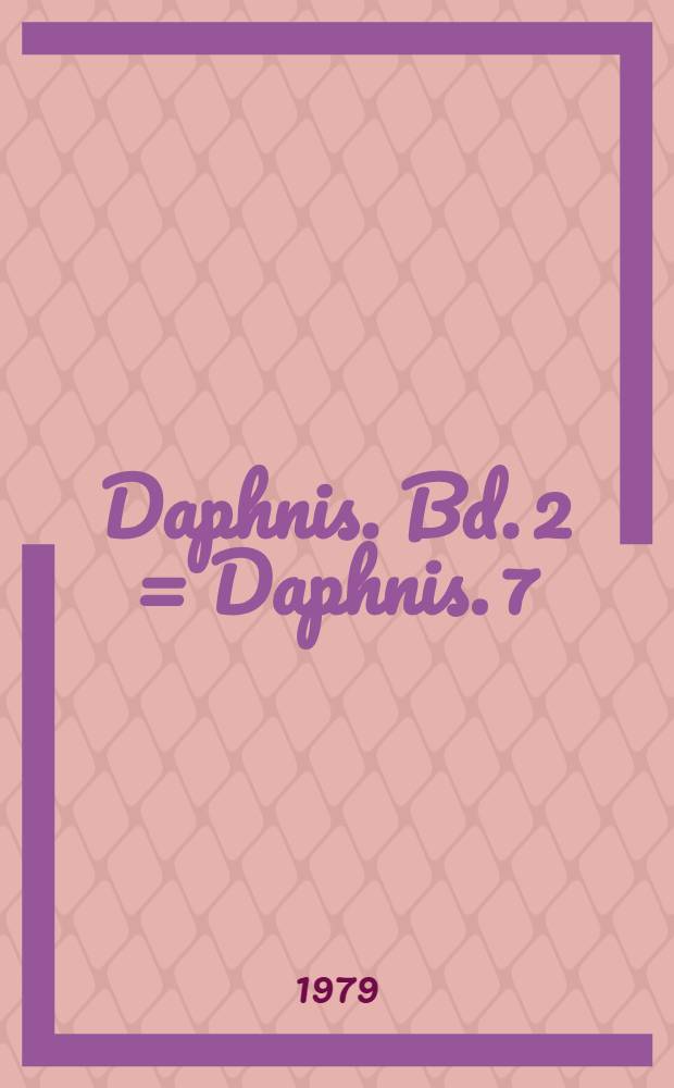 Daphnis. Bd. 2 = Daphnis. 7 : Weltliches und geistliches Lied des Barock
