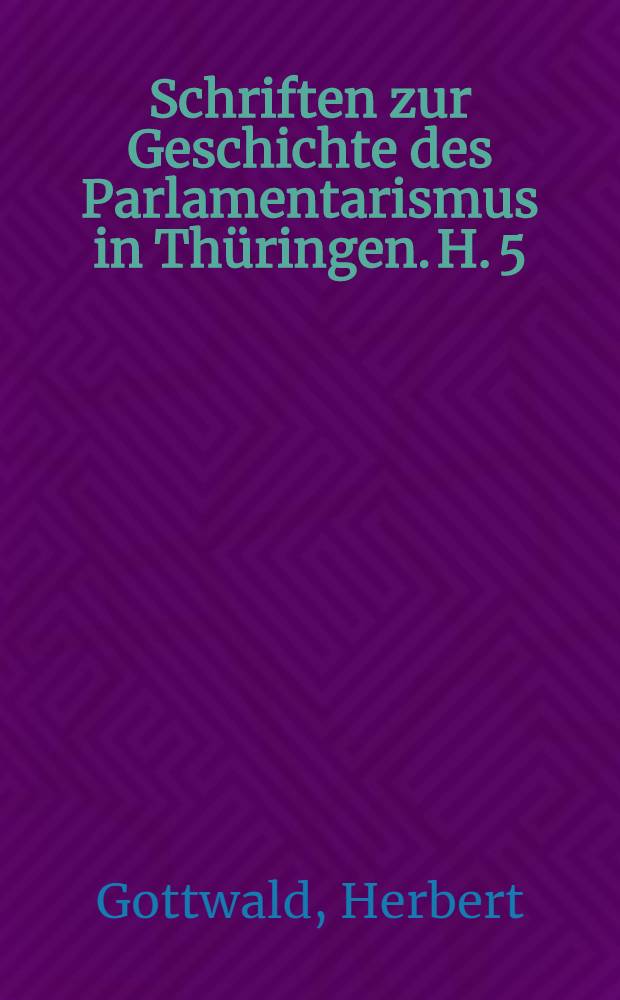 Schriften zur Geschichte des Parlamentarismus in Thüringen. H. 5 : Der Thüringer Landtag 1946 - 1952 = Тюрингский ландтаг в 1946 - в 1952: политический очерк