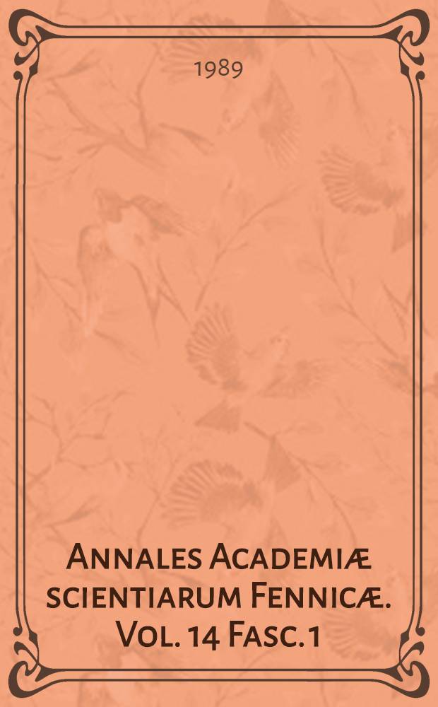 Annales Academiæ scientiarum Fennicæ. Vol. 14 Fasc. 1