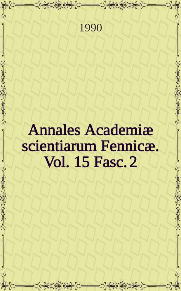 Annales Academiæ scientiarum Fennicæ. Vol. 15 Fasc. 2