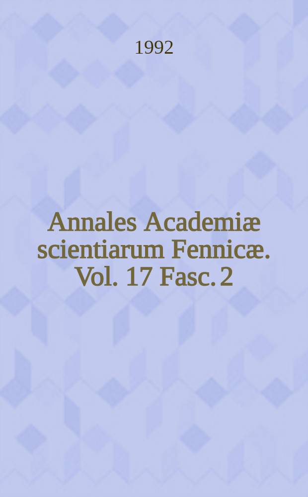 Annales Academiæ scientiarum Fennicæ. Vol. 17 Fasc. 2