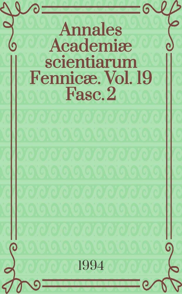 Annales Academiæ scientiarum Fennicæ. Vol. 19 Fasc. 2