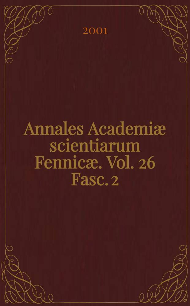 Annales Academiæ scientiarum Fennicæ. Vol. 26 Fasc. 2